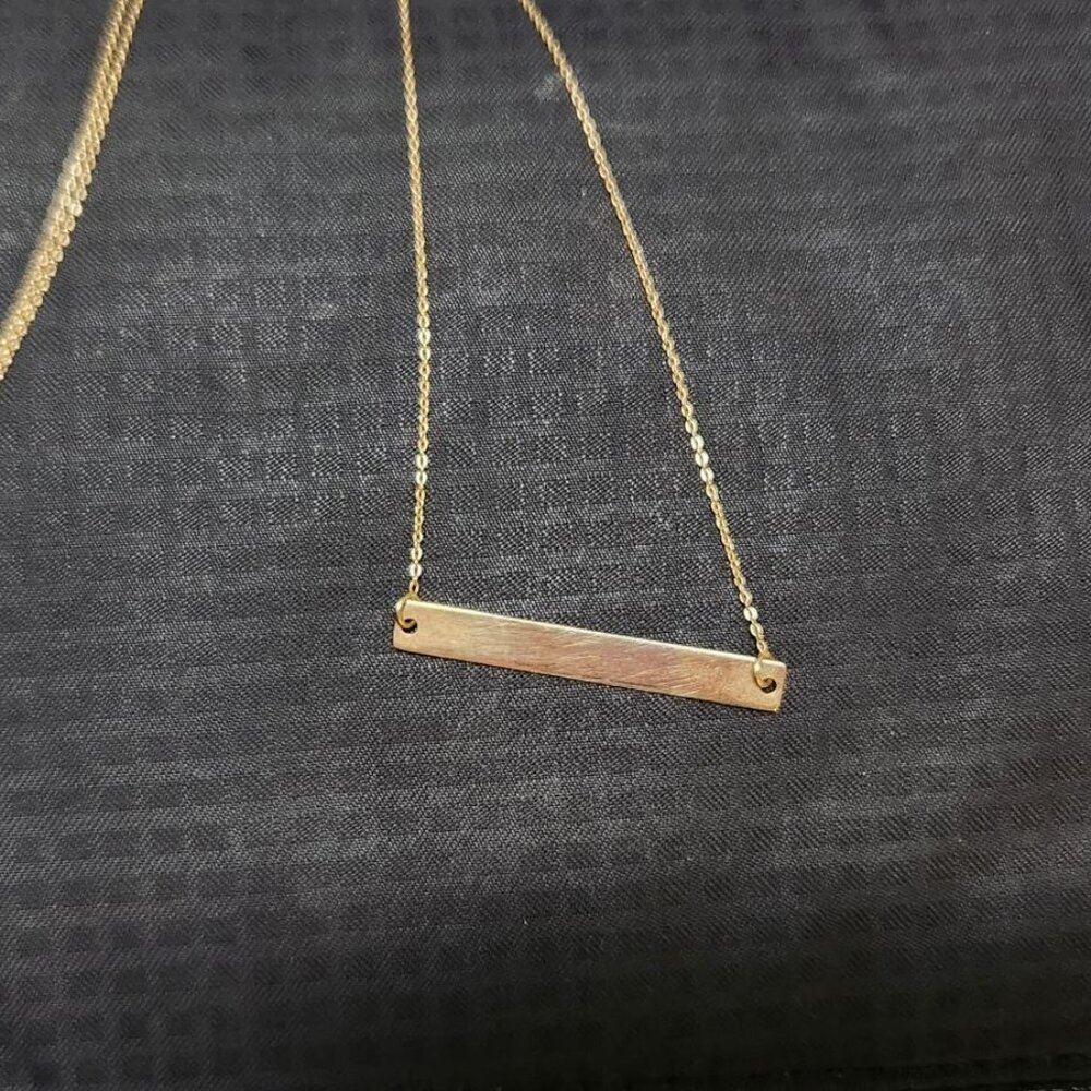 14K Solid Gold Necklace with Engravable Plate -16" - Picture 2 of 9